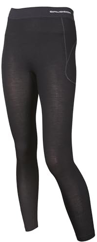 BRUBECK Femme Caleçon Fonctionnel Long | Respirant | Thermo | Sous-vêtement de Ski | Leggings | Base Layer | 41% Laine Mérinos | LE11700 M Noir