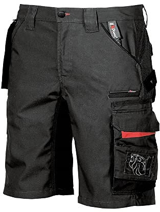 U-Power START, pantaloncini cargo da uomo, mezzi pantaloni slim fit, con chiusura a bottoni, ampie multitasche, tessuto in cotone elasticizzato, capospalla confortevole (Black Carbon-48)