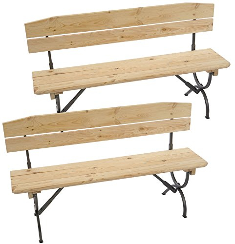 Mendler 2er-Set Bank mit Lehne für Biertischgarnitur Festzeltgarnitur Linz, Natur - 180 cm