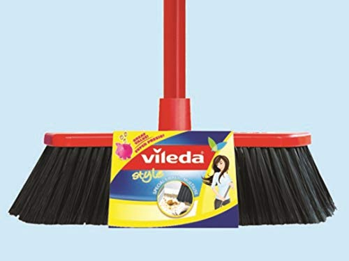 Vileda BROOM Style with Handle, 6 packs, Red & Black