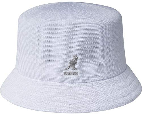 Kangol Tropic Bin Hut Stoffhut Fischerhut Anglerhut Bucket Hat Clubhut Musikerhut Damen/Herren - Sommer Frühling-Sommer - M (56-57 cm) weiß