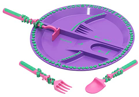 Constructive Eating Assiette Enfant - Paquet de Garten Fee, Couverts Enfants, Durable, Lavable au lave-vaisselle, Encourage les bonnes habitudes alimentaires chez les enfants