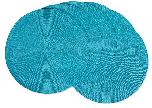 DII Classic Woven Tabletop Collection, Indoor/Outdoor Platzset, rund, 38,1 cm Durchmesser, Aqua, 6-teilig