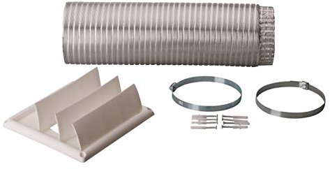 Qualtex Universal Kitchen Appliance Stainless Steel Metal External 5 125mm Vent Hose Kit & Cover