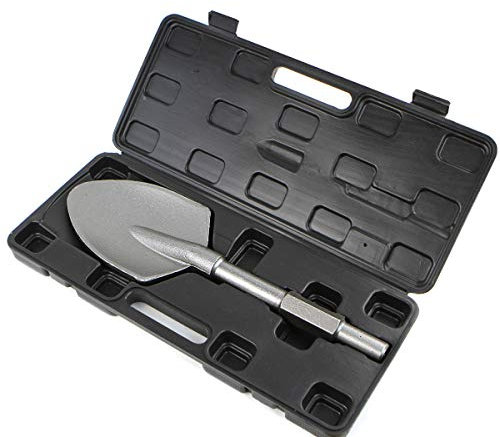 XtremepowerUS 1-1/8 Hex Shank 5 Shovel Width Construction Clay Spade Scoop Shovel Bit for Electric Demolition Jack Hammer w/Carrying Case