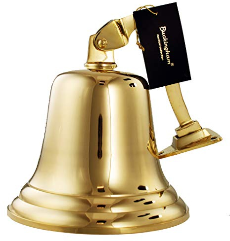 Nagina International Grande in Ottone Massiccio da 17,5 cm, Ideale per Pub e Bar di casa, per cene Scolastiche, Campane nautiche per Navi, campanelli per Porte, Oro