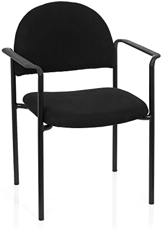 hjh OFFICE 704330 Besucherstuhl XT 700 Schwarz Konferenzstuhl Vierfußstuhl Stapelstuhl gepolstert mit Armlehnen, stapelbar