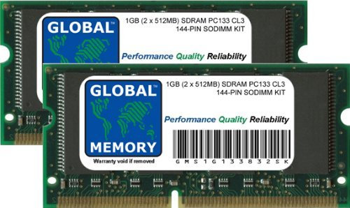 1GB (2 x 512MB) PC133 133MHz 144-PIN SDRAM SODIMM Memoria RAM Kit para Ordenador PORTÁTILES/NOTEBOOKS
