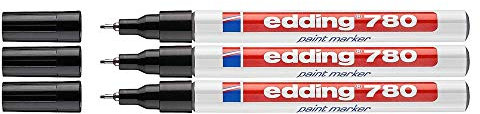 edding Sparpaket 780 Glanzlack-Marker fein (0,8 mm) 8 Farben zur Auswahl (3er Set, schwarz)