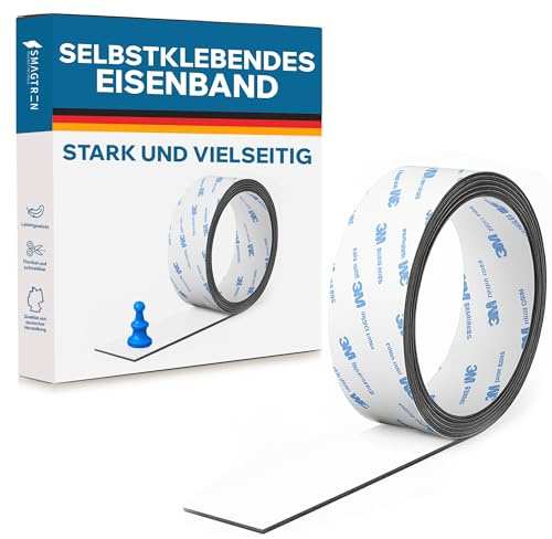 Smagtron Ferroband Eisenband - Selbstklebende Eisenleiste, Eisenstreifen, Perfekt Für Magnete - Ideal für Büro und Bildungsprojekte – 100mm x 1000mm | Weiß Matt