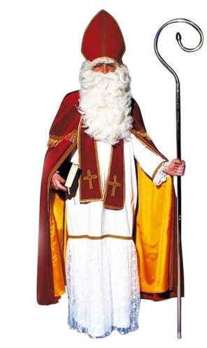 KarnevalsTeufel.de Bischofskostüm, Sankt Nikolaus/Weihnachtsmann, rotes Samtkostüm für Erwachsene, mit oder ohne Innenfutter (Mit Innenfutter)