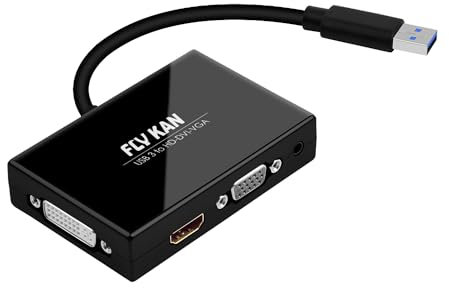 Adattatore scheda video esterna per monitor da USB 3.0 a HDMI-VGA-DVI - Aggiungi HDMI e DVI-D, o doppi monitor HDMI e VGA, nonché audio al tuo laptop tramite USB 3.0 - KF083US
