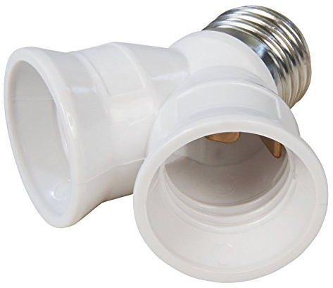 McShine Lampenfassung Y-Adapter E27 auf 2x E27 | Kunststofffassung | 230V | IP20 | Weiß | Nur für LED Leuchtmittel | Lampensockel Erweiterung Splitter