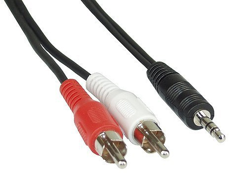 InLine 89939L Cinch/Klinke Kabel, 2x Cinch Stecker an 3,5mm Klinke Stecker, 3m