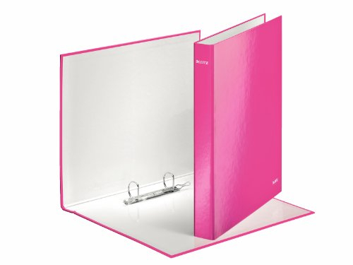 Leitz 42410023 WOW Ringbuch, 2-D-Ring-Mechanik, Kapazität 25 mm / 250 Blatt, A4 Maxi, Pink, 10 Stück