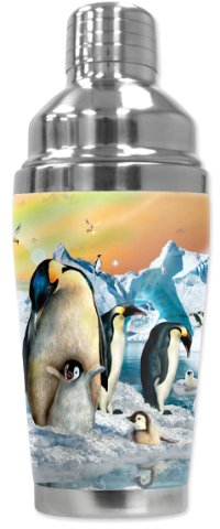 Mugzie 731-SHAPenguin Chicks Cocktail Shaker with Insulated Wetsuit Cover, 16 oz, Black