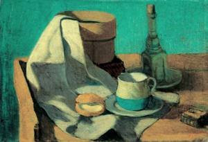 GFM Painting Handmade Oil Painting Reproductions of Still life with Sieve Bun and Mug,Oil Painting by Janos Nagy Balogh - 20 By 24 inches