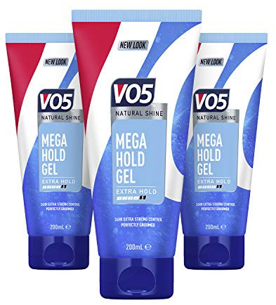 Vo5 Mega Hold 24 hour control Styling Gel for controlled, natural hairstyles 200 ml, Pack of 3