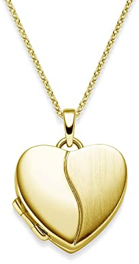 Herz Medaillon zum Öffnen für Bilder Gelbgold | Kette Damen Medallion mit Bild | Foto Amulett Anhänger Herzmedallion| Halskette Herzkette mit Gravur