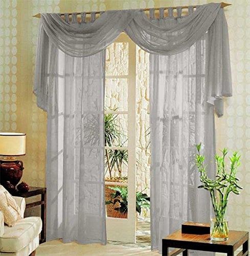Voile komplett GARDINEN Set 3tlg., Grau, 60999