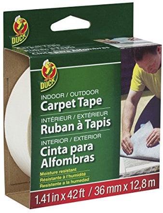 Duck Brand Indoor/Outdoor Carpet Tape, 1.41-Inch x 42 Feet, White (286373)