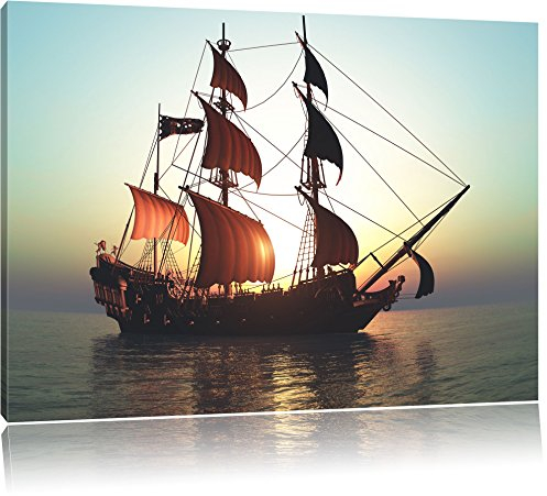 Pixxprint Vieille Peinture de Bateau de Navigation sur la Toile, Format XXL Support en Bois, Leinwand Format:80x60 cm