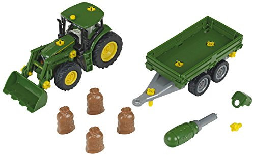 Theo Klein 3905 - BAU- und Konstruktionsspielzeug - John Deere Traktor mit Transportanhänger