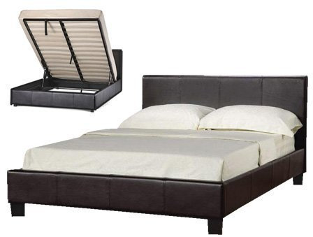 Comfy Living Storage Bed Faux Leather Double 4ft6in Ottoman Prado Chocolate