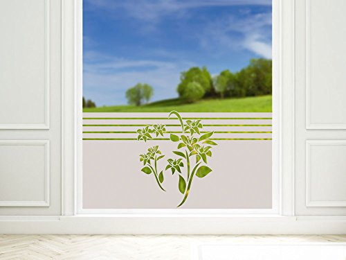 Sichtschutzdekor Duschtür Dusche Milchglasfolie für Badezimmer Blumen Blüten / 80x57cm