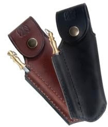 Laguiole Actiforge - Etui cuir pleine fleur pour couteau Laguiole - Fabrication Française Artisanale - Marron - Avec Fusil