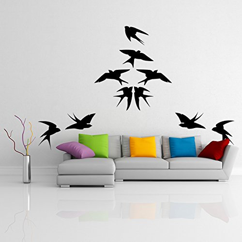 AnOL (180 x 143 cm) Vinyl-Wandtattoo Vogelschwarm Schablonen/Nature Art Home Decor Aufkleber DIY Design IN Wohnzimmer Wandbild + Free zufällig Aufkleber Geschenk