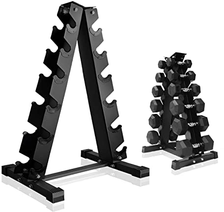 FK Sports 6 Tier Dumbbell Rack Black Heavy Duty Steel Dumbell Rack | With 240 Kg Load Bearing Capacity Hex Weight Stand | Dumbbell Tree for Home Gym weight Holder Fitness Equipment