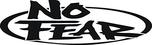 Adesivo in vinile, con scritta in lingua inglese No Fear” realizzata con grafica a decalcomania. Nero