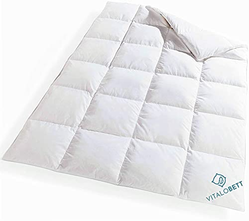 VitaloBett Ganzjahres-Decke Canadian Dreams - 4 Jahreszeiten-Bettdecke - Gänsedaunen Daunendecke - Allergiker Stepp-Decke - Wärmeklasse 3-155x200 cm