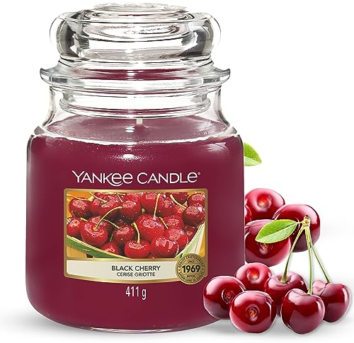 Yankee Candle Duftkerze im Glas (mittelgroß) | Black Cherry | Brenndauer bis zu 75 Stunden