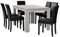 [en.casa] Esstisch Eiche weiß mit 6 Stühlen schwarz Kunstleder gepolstert 140x90 Essgruppe Esszimmer