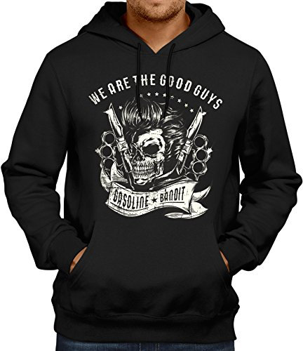 GASOLINE BANDIT Original Biker Rockabilly Hoodie Kapuzen-Pullover: We Are The Good Guys -M