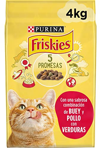 Purina Friskies Pienso para Gato Adulto con Pollo y Verduras, 4 bolsas de 4kg