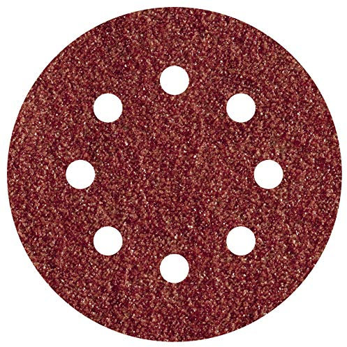 wolfcraft 5 Haft-Schleifscheiben Holz & Metall Ø 125 mm I 2252000 I Körnung 180 I für Exzenterschleifer I Hohe Standzeit und universell einsetzbar I Korund I gelocht