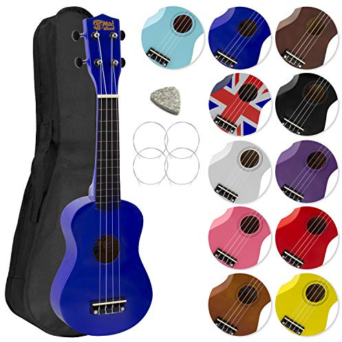 Mad About SU8-BL Sopran-Ukulele in Blau mit einer GRATIS Gigbag, Pick und Ersatzsaiten - großartig für Schulen und Anfänger