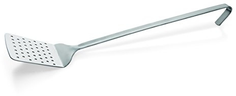 Perforierte Backschaufel, SERIE 2083, aus Chromnickelstahl - mit fugenlosem Hakenstiel aus einem Stück, SCHWERE AUSFÜHRUNG, in zwei Größen / A1 - Länge Stiel: 36 cm, Abmessung Schaufel: 10 x 10 cm / A2 - Länge Stiel: 38 cm, Abmessung Schaufel: 12 x 10 cm (Abm. Schaufel: 12 x 10 cm)