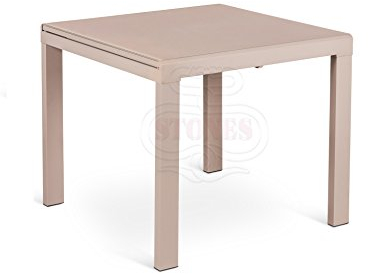 Stones New Banner Uno - Mesa Extensible, Metal, Capuchino Cristal/Capuchino ácido, 90/163,5 x 90 x 76 cm