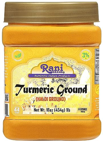 Rani Turmeric (Haldi) Root Powder Spice, (High Curcumin Content) 16oz (1lb) 454g PET Jar ~ All Natural | 100% Pure, Salt Free | Vegan | Gluten Friendly | NON-GMO | Kosher | Indian Origin
