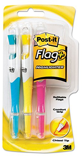 Post-It 689Hl3 Flag Highlighters,W/ 50 Flags,3/8-Inch W,3/Pk,Yellow/Pink/Blue