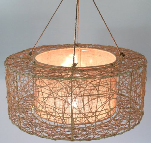 GURU SHOP Deckenlampe/Deckenleuchte, in Bali Handgemacht aus Naturmaterial, Rattan, Sisal - Modell Simba, Synthetisch, 20x50x50 cm
