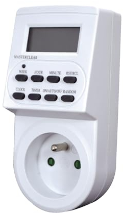 Tyrol - Programmateur Électrique - Programmateur Prise Électrique Digital - Journalier et Hebdomadaire - Timer 2000 - 10 Programmes - Pour Aquarium, Cafetière et Appareils Electriques