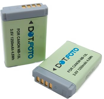 2 x Dot.Foto NB-13L Premium 3.6v / 1250mAh Rechargeable Battery for Canon PowerShot G7X, G7X Mark II, G7 X Mark III,SX720 HS, SX730 HS, SX740 HS, SX620 HS, G1X Mark III,G9X, G9X Mark II
