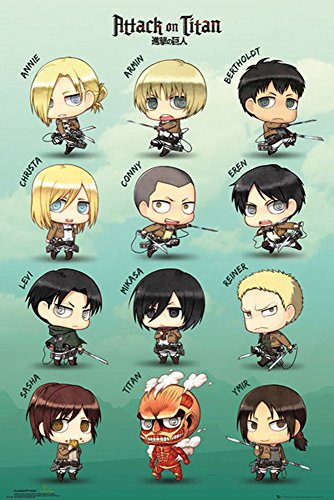 empireposter Attack on Titan - Chibi Characters - Manga Anime Angriff auf die Titanen Poster Plakat Druck - Größe 61x91,5 cm
