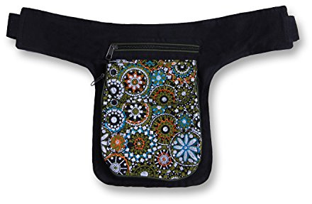 Kunst und Magie Bestickte Bauchtasche Sidebag Gürteltasche Festivaltasche, Army/Grau