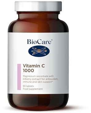BioCare Vitamin C 1000, 90 Tablets | High Potency Low Acid Vitamin C with Bilberry Extract for Immune, Skin and Antioxidant Support